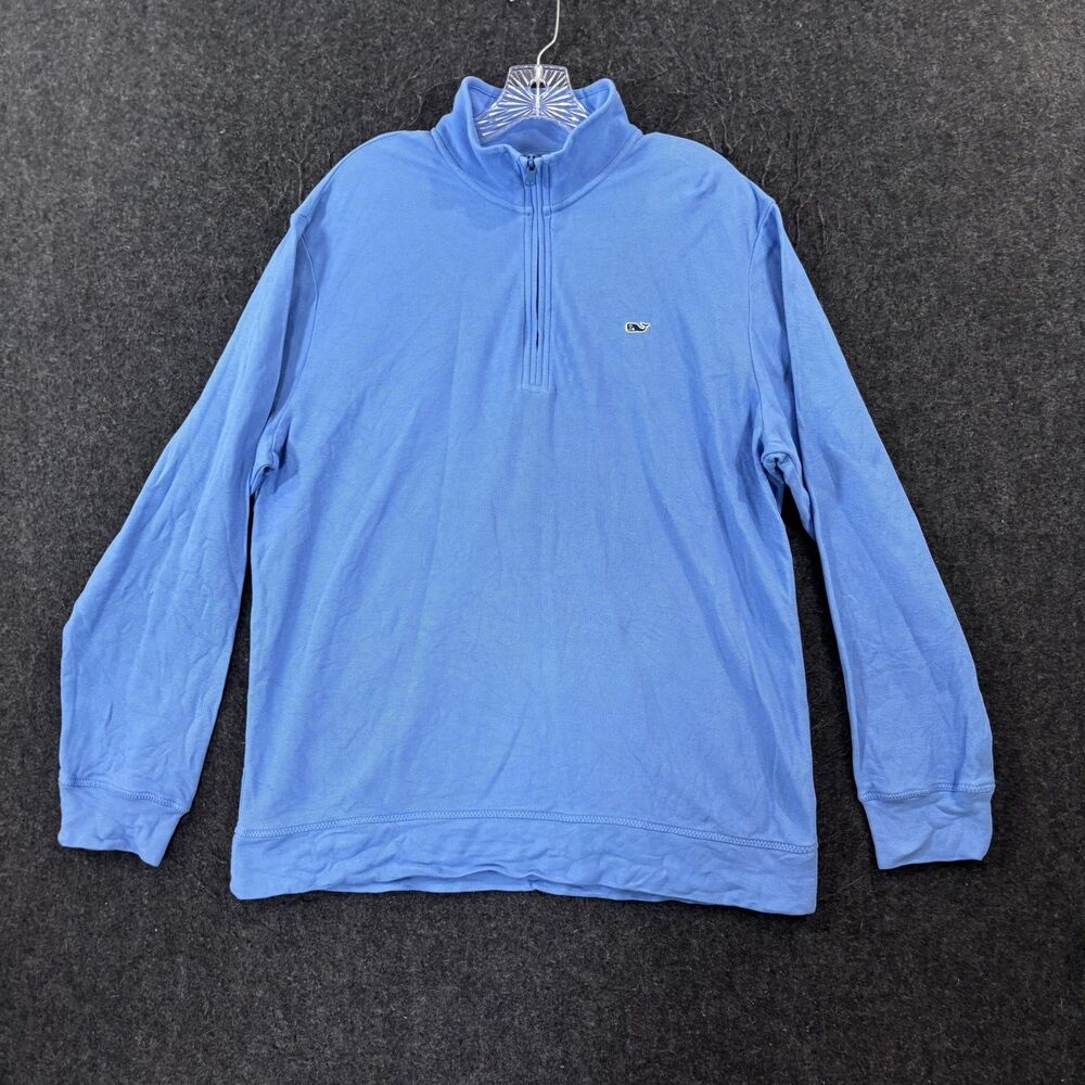 Vineyard Vines Pullover Mens Large Blue Quarter 1/4 Zip Mock Neck Sweater
